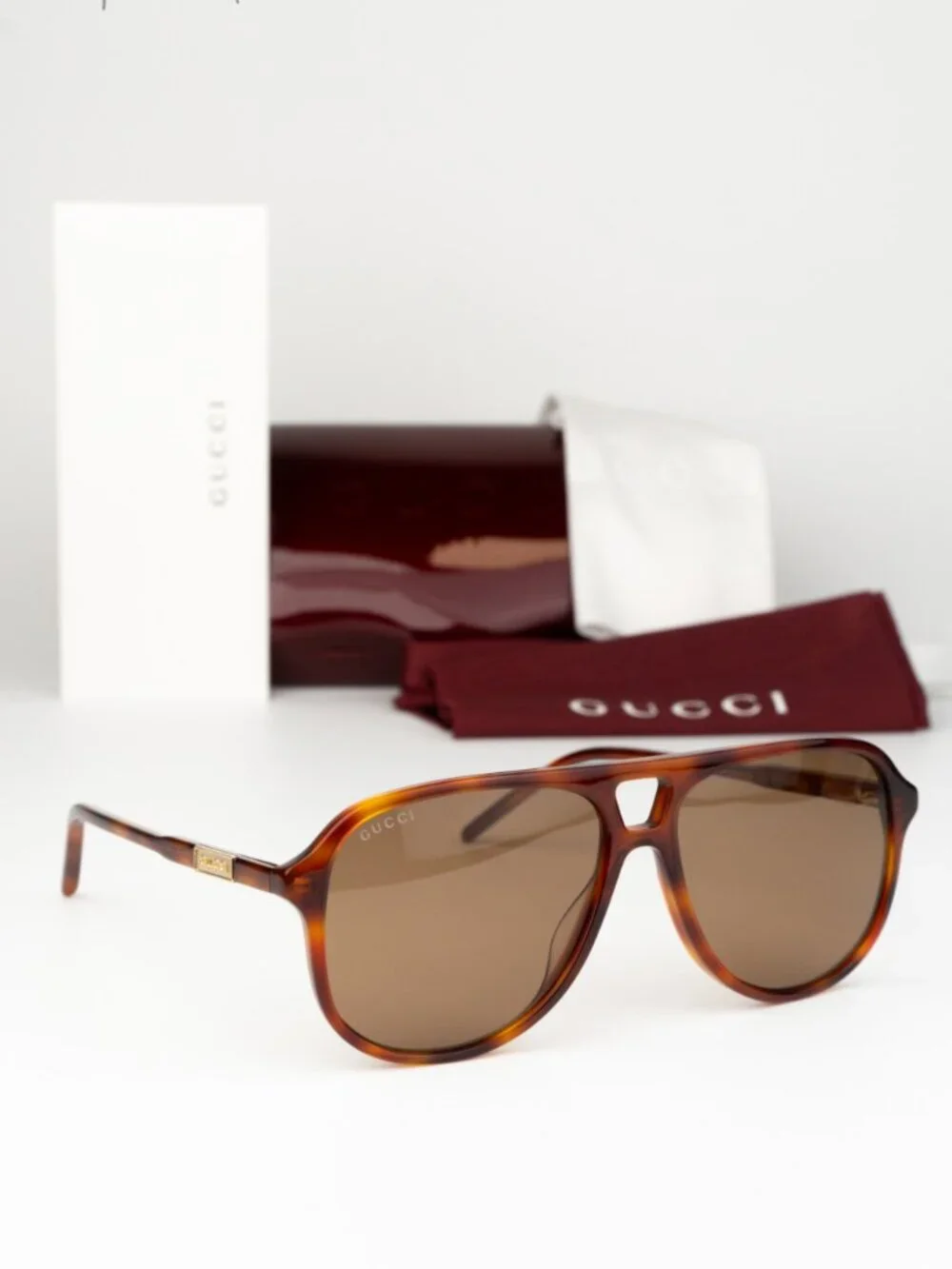 Gucci Men Sunglasses Havana Brown Pilot GG1156S 003 NEW AUTHENTIC